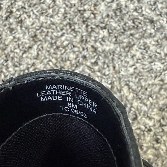 VTG Villager Ankle Boots Black Leather 8 M Block Low Heel 90s Classic Square Toe - Picture 9 of 10